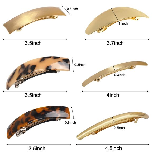 6pcs Women Gold Hair Clips Metal Flat Barrettes for All Hair Types - Picture 6 of 6